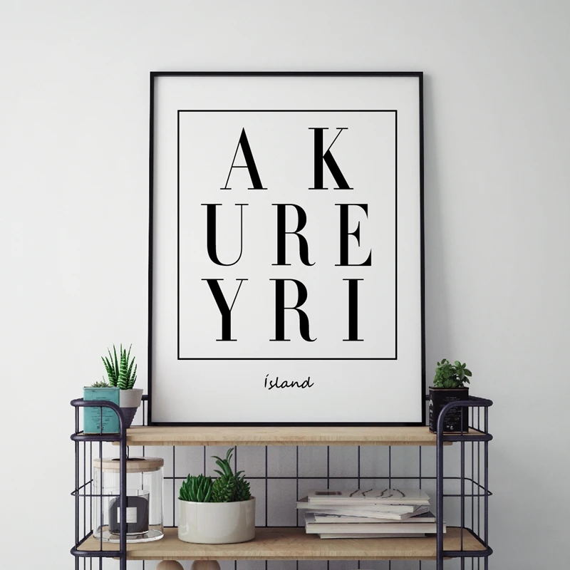 Настенные художественные принты и плакаты Akureyri в исландском городе