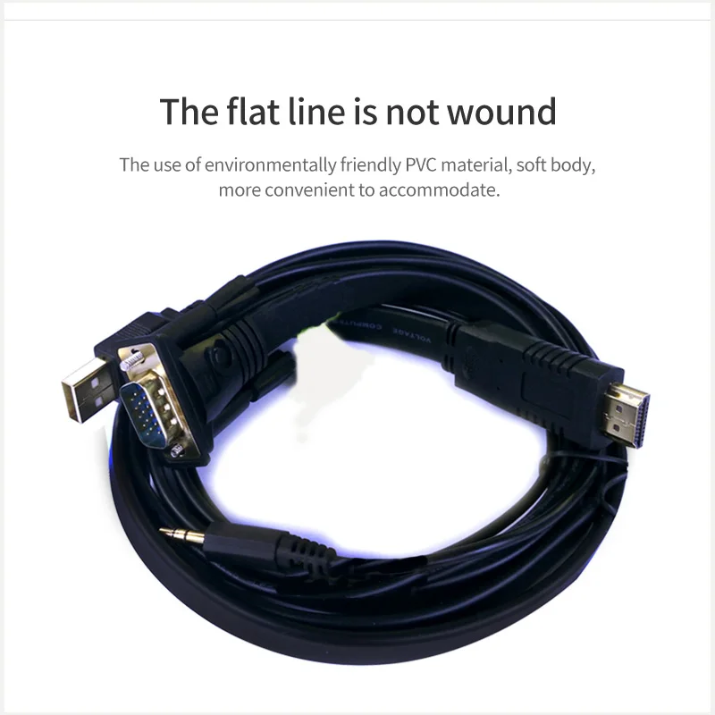 1080 HD High Resolution HDMI Male to VGA Converter Cable with Audio output Adapter for PC Laptop HDTV Projecto 6FT 9FT | Электроника