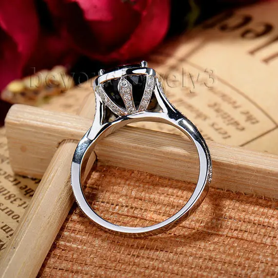 Прочное Винтажное кольцо из белого золота с натуральным турмалином размером 8x10