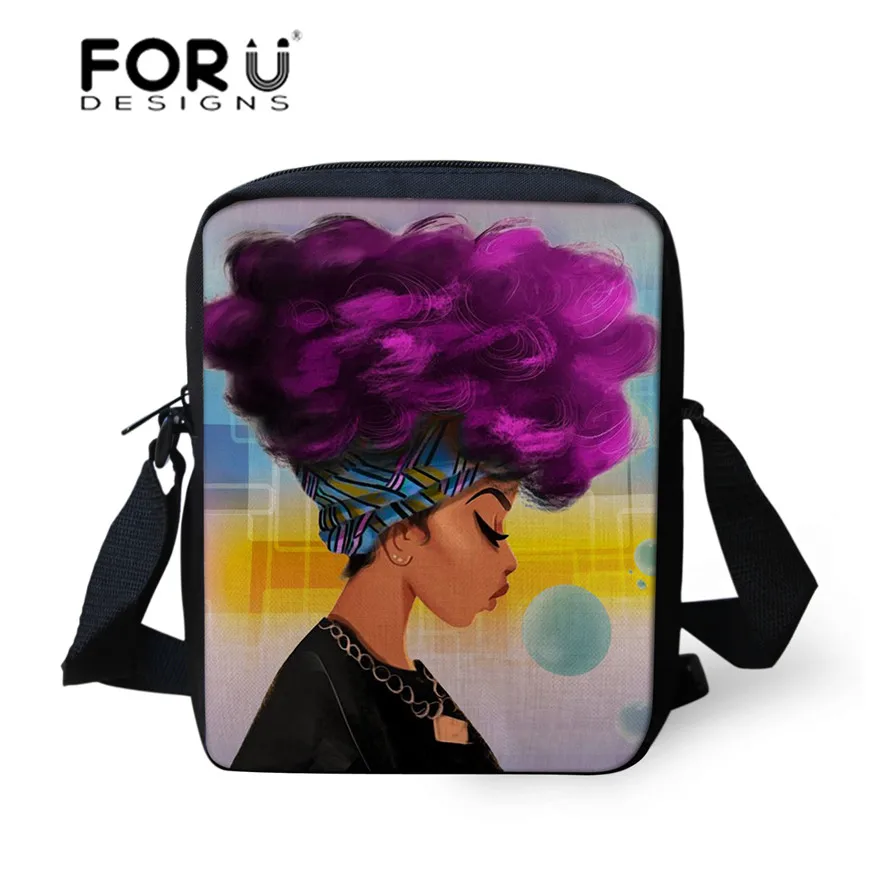FORUDESIGNS/сумки через плечо для женщин, черная художественная африканская сумка с принтом для девочек, женские сумки через плечо, детские мини-сумки для книг - Цвет: P4814E