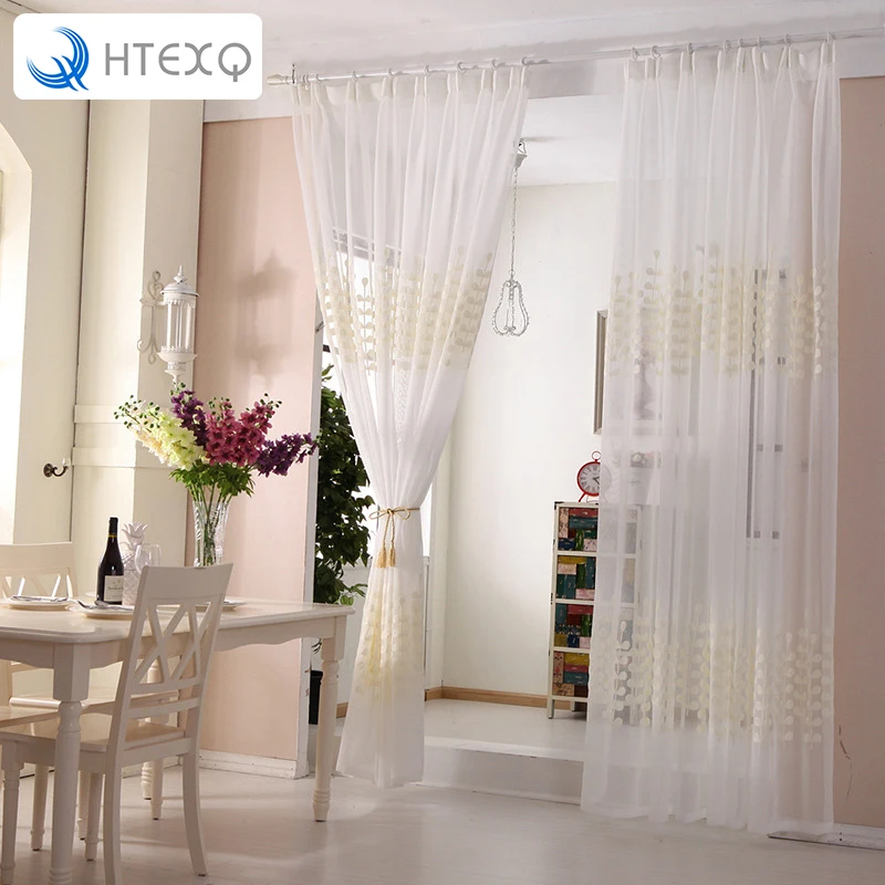 Шторы HTEXQ из прозрачного тюля в стиле травы для гостиной шторы спальни окна кухни