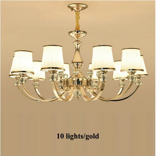 Современные золотые металлические светодиодные люстры, светильник ing Lustre Crystal для гостиной, светодиодная подвесная люстра, светильник для спальни, Подвесная лампа, светильники - Цвет абажура: 10 lights gold