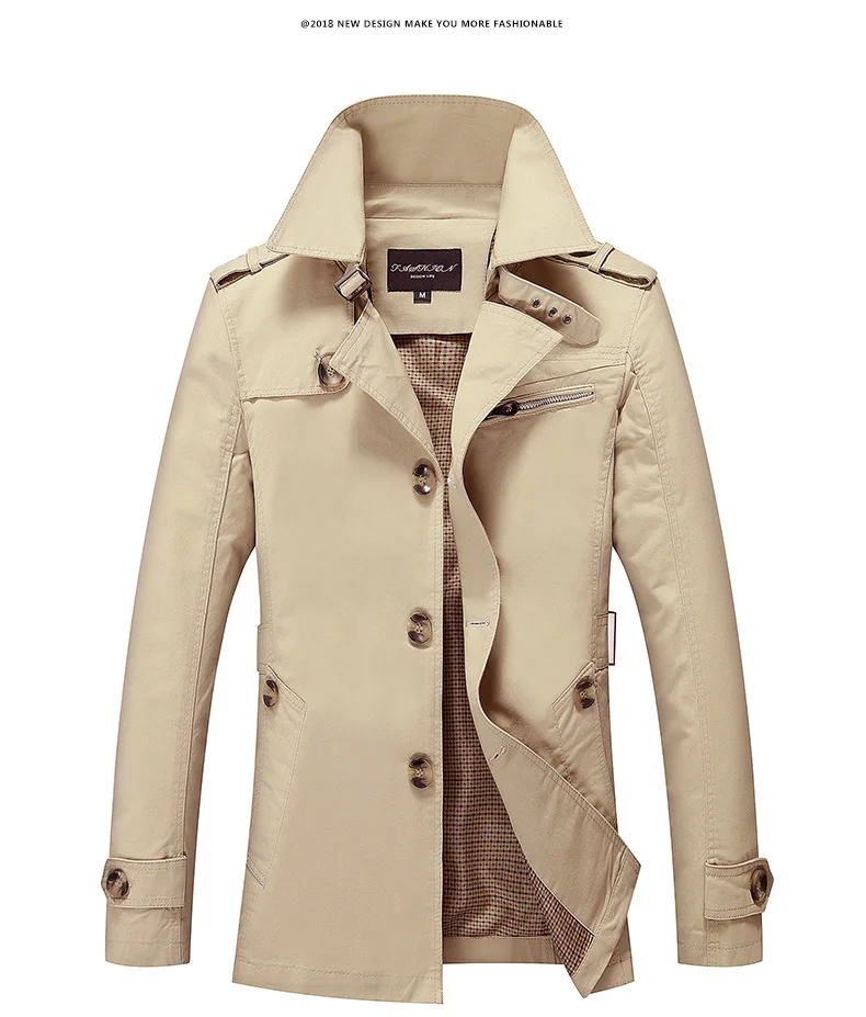 AIRGRACIAS, мужской Тренч, новинка, модное однотонное мужское длинное пальто, Осень-зима, однобортное, ветрозащитное, тонкое пальто