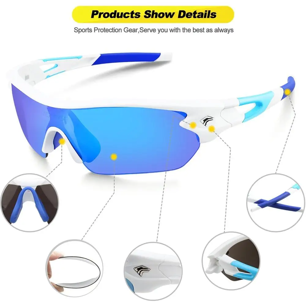 2018 Polarized Sports Sunglasses With 5 Interchangeable Lens for Men Women Cycling Running Driving Fishing Golf Baseball Glasses | Спорт и