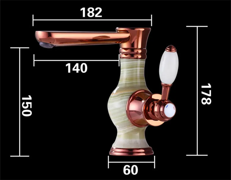 

Basin Faucet Brass Bathroom Sink Mixer Tap Hot & Cold Faucet Deck Mounted Rose gold/gold Lavatory Tap Jade Water Crane Faucet