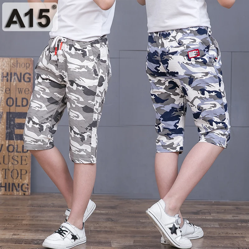 Штаны для больших мальчиков 2017 Летние повседневные короткие штаны одежда