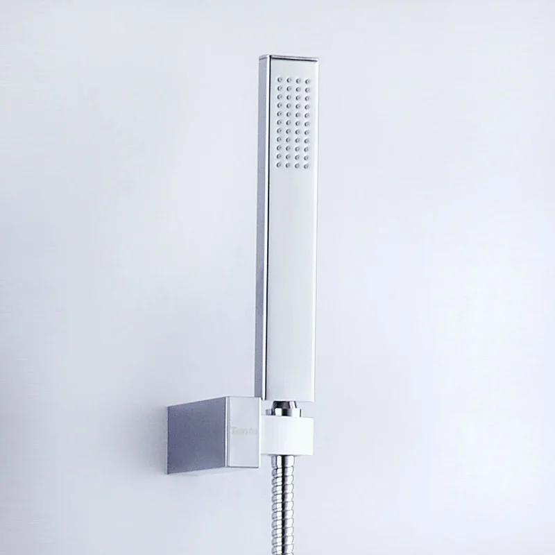 Латунная квадратная хромированная ручная Лейка для душа с настенным держателем