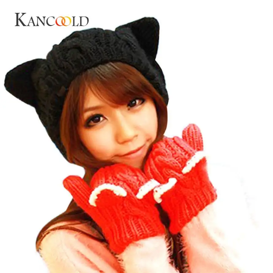 KANCOOLD cap Хацунэ Мику Вязание ведро шляпа для взрослых кошачьи уши конопли цветы вязаная шапка мода PFET6