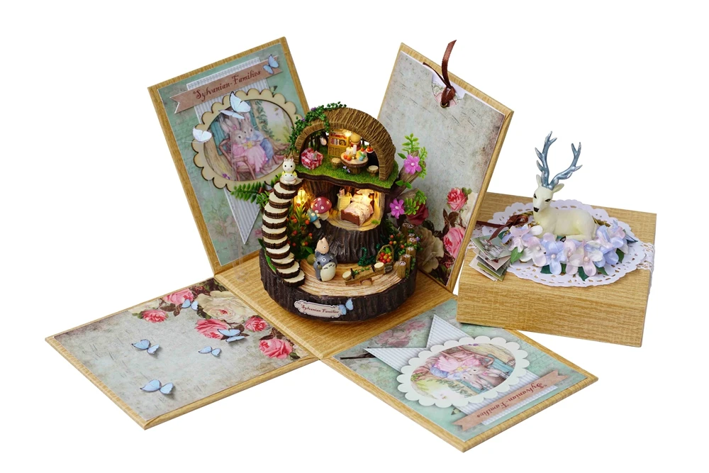 Кукольный дом Каса де boneca дит миниатюрный деревянный кукольный домик мебель poppenhuis детские игрушки подарок на день рождения сказочный лес Y005