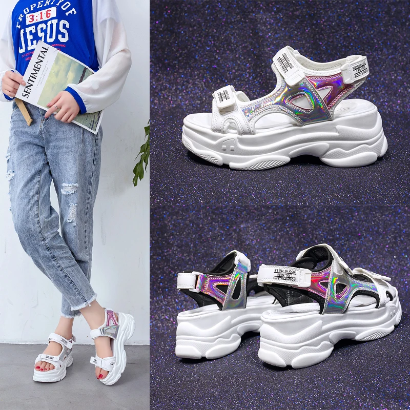 2019 женские сандалии на толстой подошве летняя повседневная обувь танкетке