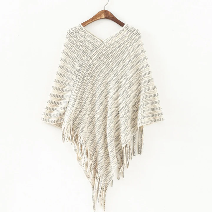 2016 Твердых Пуловер V Шеи Женщин Накидки Ponchoes Зима Мыс С Кисточкой женщин Осень