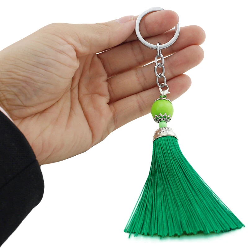 Брелок TAFREE с длинной кисточкой и бусинами для сумок автомобильный держатель