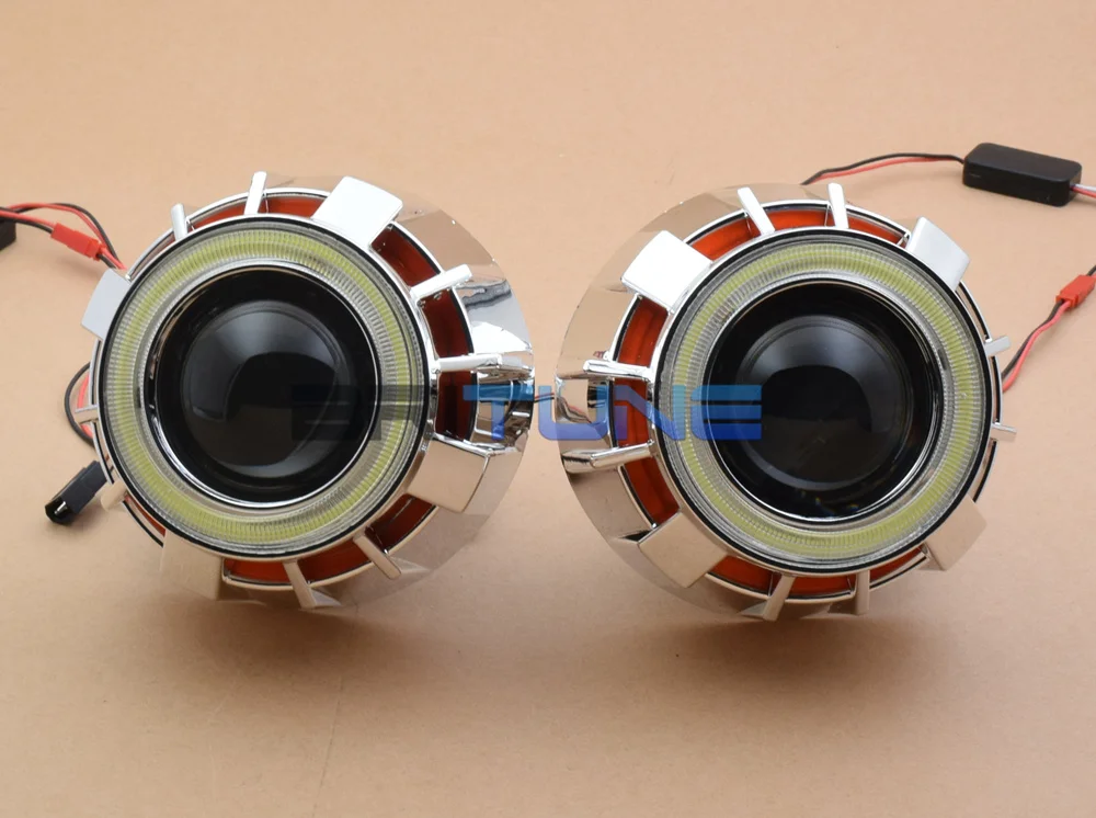 Линзы для фар ангельские глазки HID, линзы для проектора 2,5 WST 8,0, двойной комплект COB для H7 H4, автомобильные аксессуары, модифицированный, сделай сам, H1 HID Xenon