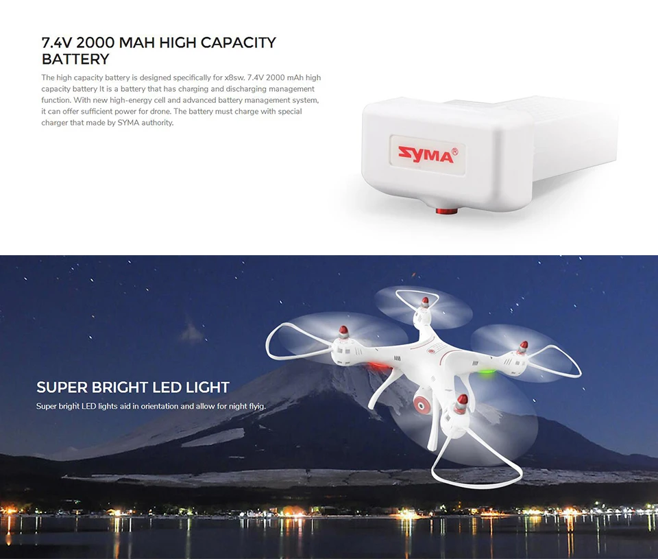Syma X8PRO X8SW X8SC RC Дрон Квадрокоптер 7 4 в 2000 мА/ч сверхвысокой емкости Lipo X8 PRO