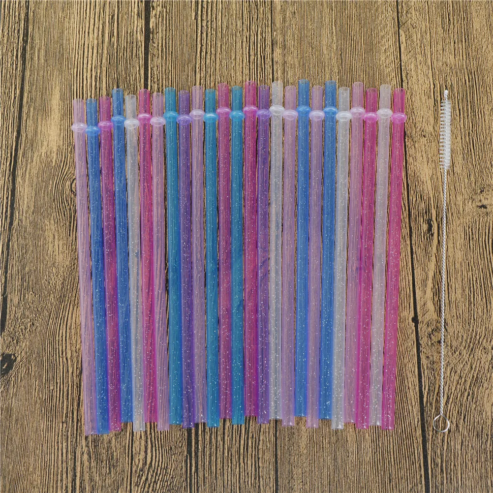 

25pcs/set New Reusable Distored Color Beverage Hard Plastic Stripe Drinking Straws