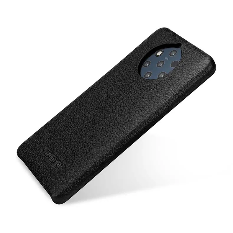 Черный Чехол из натуральной кожи для NOKIA9 PureView Ручной Работы Роскошный чехол для телефона NOKIA 9 PureView Fundas Skin - Цвет: Черный