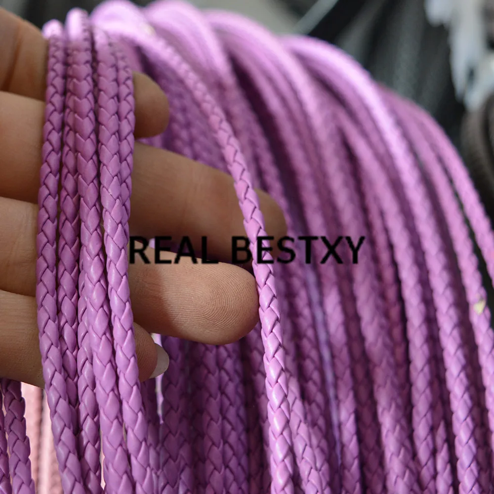 Настоящее BESTXY 5 м/лот 3 мм розовые круглые плетеные кожаные ремешки для