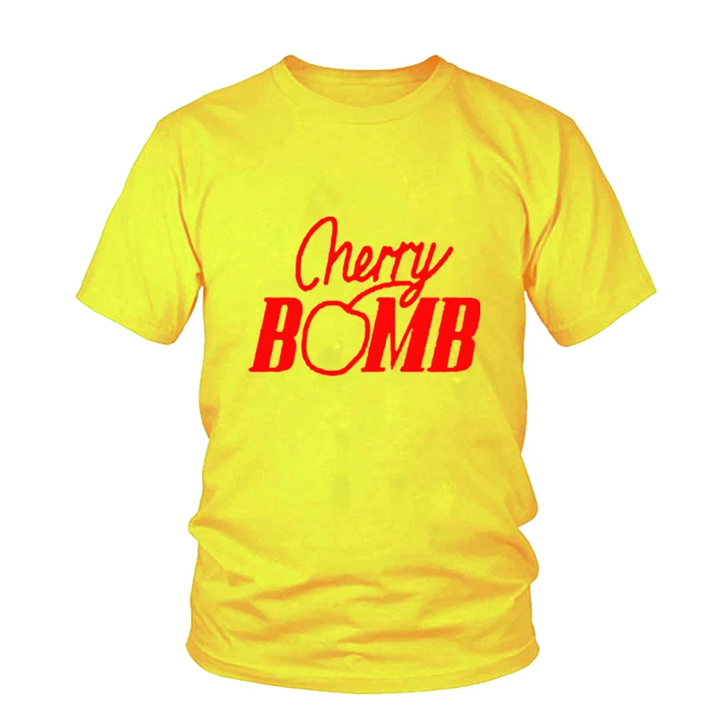Для женщин вишня бомба красный цвет буквенный принт футболка для девочек Летняя