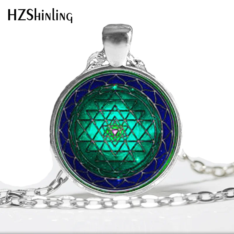 HZ A354 ожерелье Sri yantra кулон Священная геометрия ювелирное изделие винтажное Йога