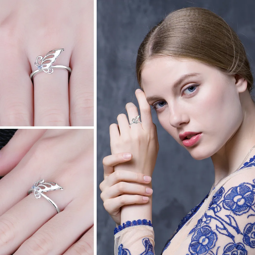 JewelryPalace бабочка создан светло голубой шпинели заявление кольцо 925 Silve для Для