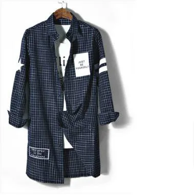 M ~ 4XL! Новая мужская одежда больших размеров Корейская рубашка с длинным рукавом в