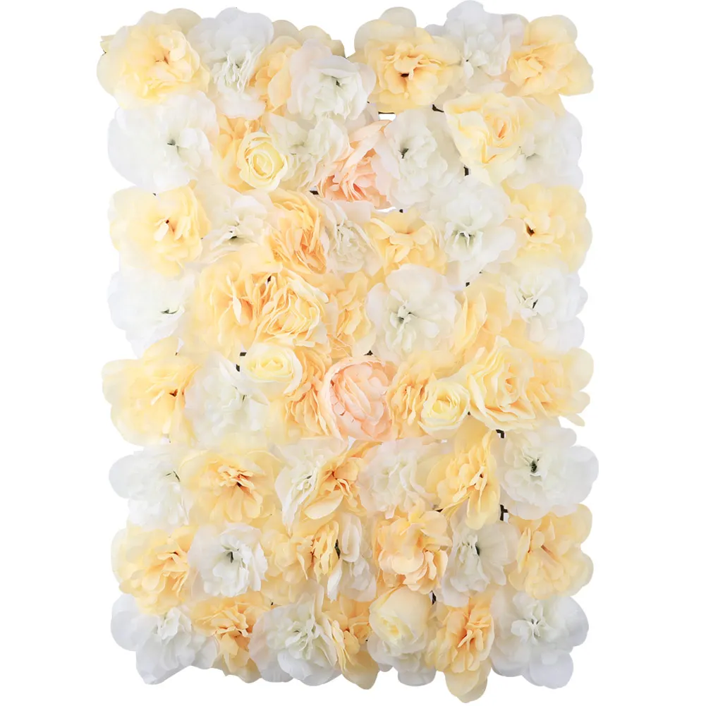 Champagne Hydrangea Искусственные цветы коврик шелковые розы Гибридный свадебный цветок стены искусственный розовый цветок пиона стеновые панели Свадебные украшения 40x60 см - Цвет: Champagne Hydrangea