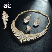 be 8 fashion womens wedding bracelet necklace jewelry set aaa cubic zirconia gold color ring earrings bijoux femme s292