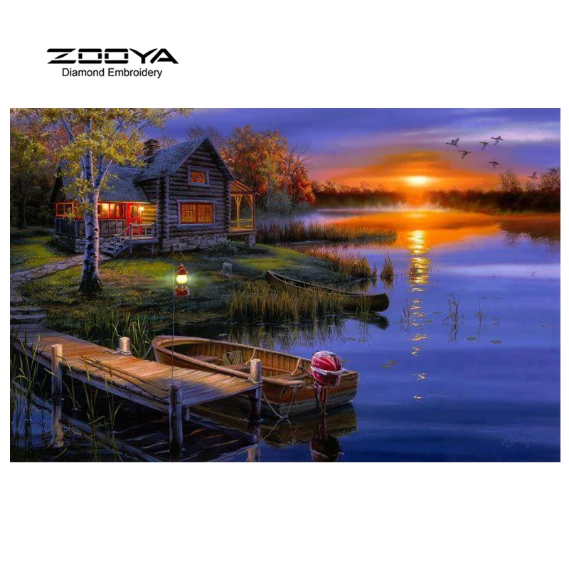 ZOOYA Алмазная вышивка 5D DIY Картина Пейзаж Закат причал алмазов картина Стразы