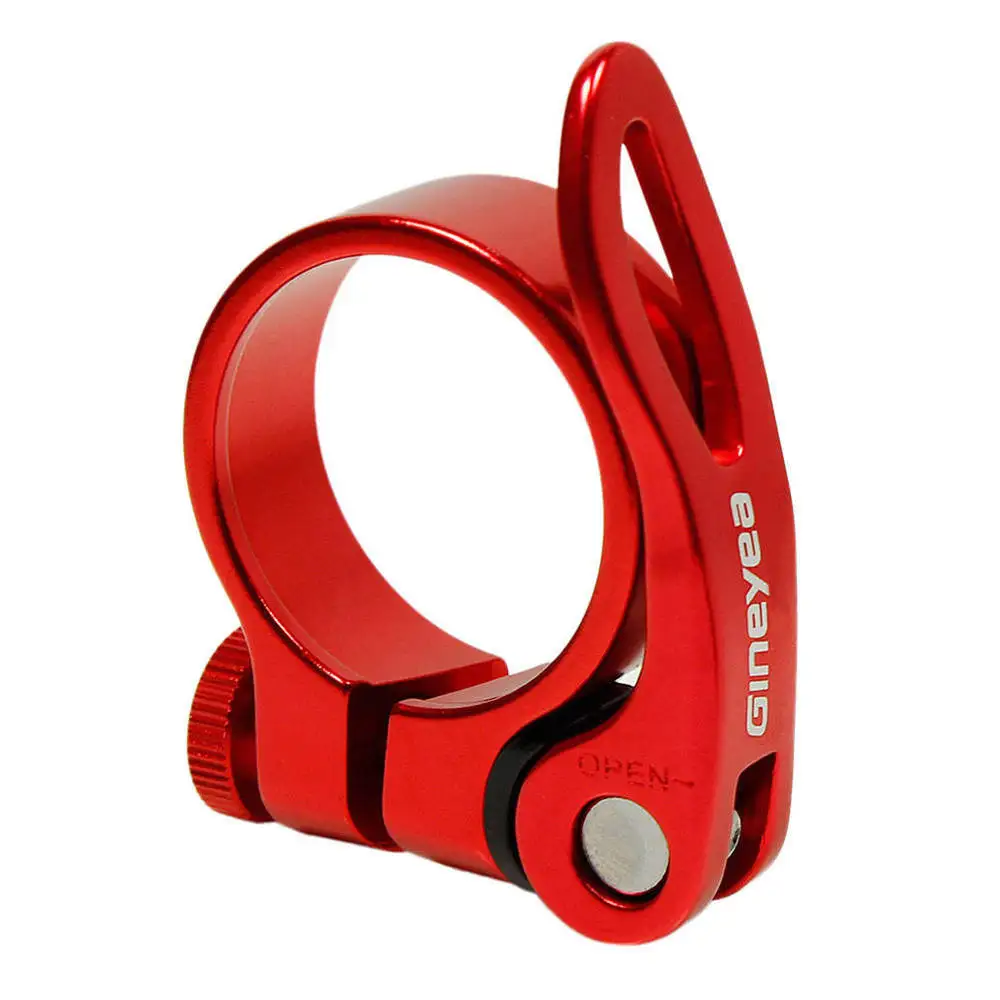 red Road Bike MTB Seat Post Clamp Cycling Saddle Quick Release Alloy 34.9mm - Цвет: red