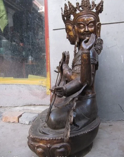 Ремесла Искусства 32 &quotТибет бронзовый Три Лица Восемь Рук Руки кван юн Ушниша