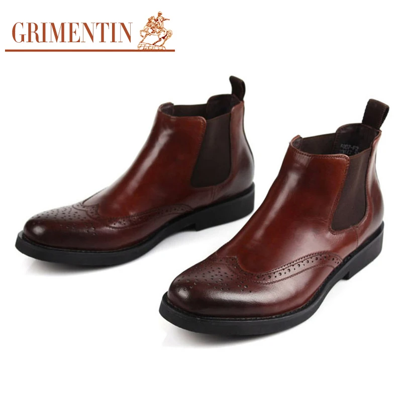 GRIMENTIN/брендовые роскошные мужские ботильоны из натуральной кожи удобная мужская