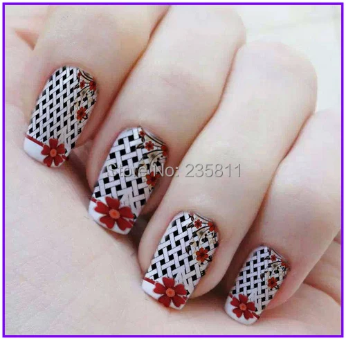 Переводные наклейки на ногти 1 шт. переводные с рисунком воды (18 5x12 5 см) цветы тигр