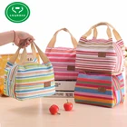 Изолированная Холщовая Сумка для пикника в полоску, сумка-тоут для переноски Горячая Распродажа, Женская Термальная Портативная сумка для ланча, Термосумка для хлеба