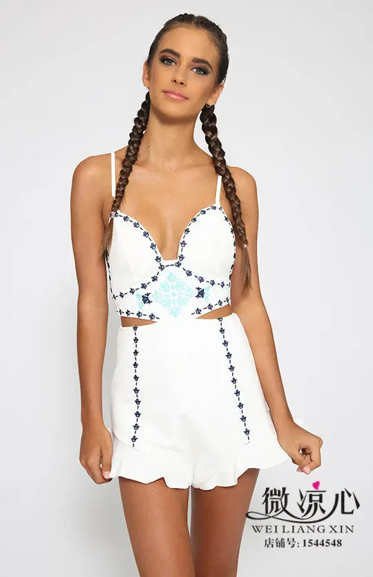 ESF Мода С НАБОРНЫМИ БРЕТЕЛЬКАМИ комбинезон в богемном стиле с национальной