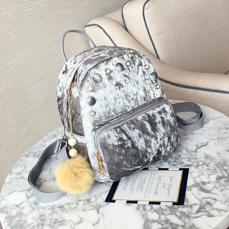 Бархатный женский мини-рюкзак для девочек-подростков Mochila Escolar, женский рюкзак, Студенческая маленькая сумка для книг, школьный рюкзак TAL1267
