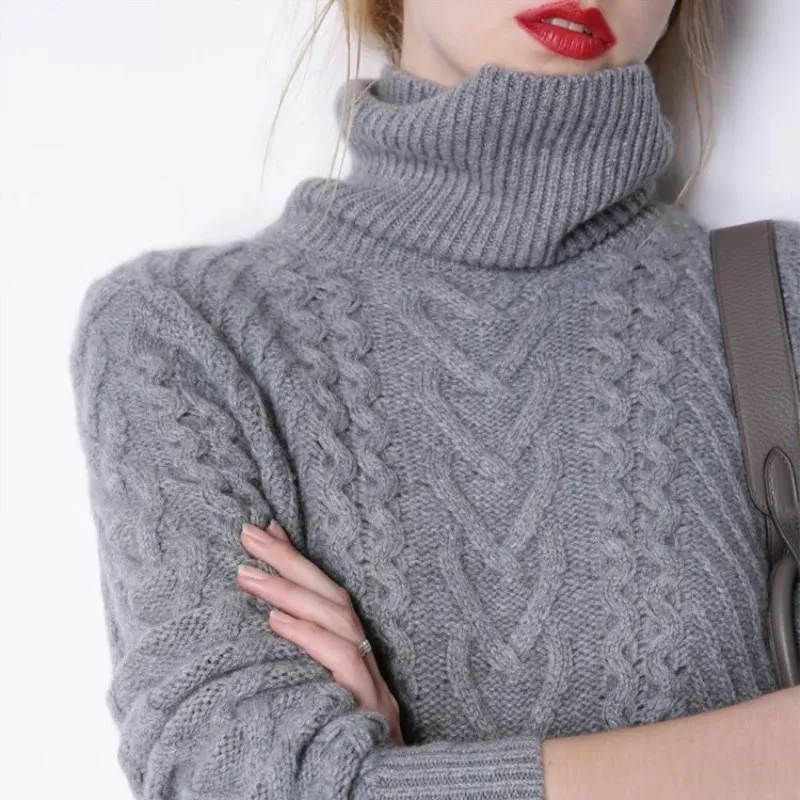 GejasAinyu sweaters fashion women turtleneck sweater Long dress Loose knitting Pullover womens winter tops | Женская одежда