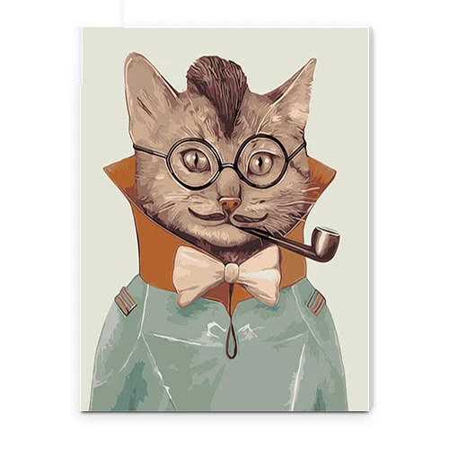 MaHuaf-X157 Diy oil Paintings by numbers with acrylic paints on canvas Sunglasses cat wall pictures for living room 40x50 Framed | Дом и сад
