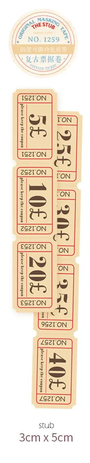 stub 3 см* 5 м Ретро планировщик билетов Васи клейкие ленты стикеры Скрапбукинг винтажная маскирующая лента пуля школьный журнал офисные принадлежности sl2072 - Цвет: stub