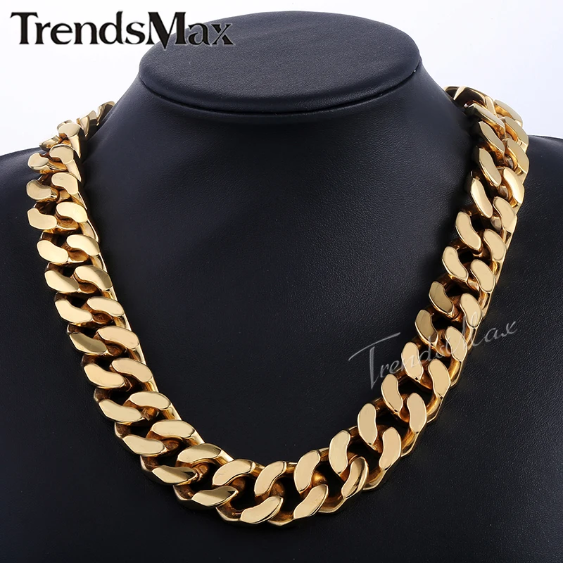 Ожерелье из нержавеющей стали Trendsmax супертяжелое Золотистое 21 мм HN42|gift souvenir|gift