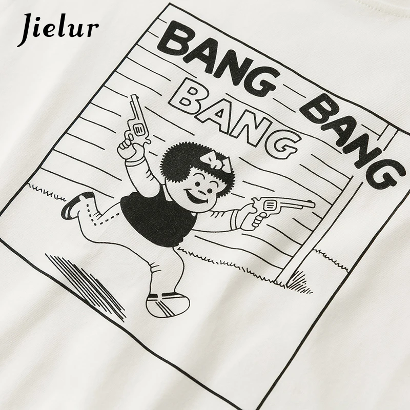 Jielur Harajuku Bang Kawaii Забавные футболки для женщин милая белая футболка с принтом
