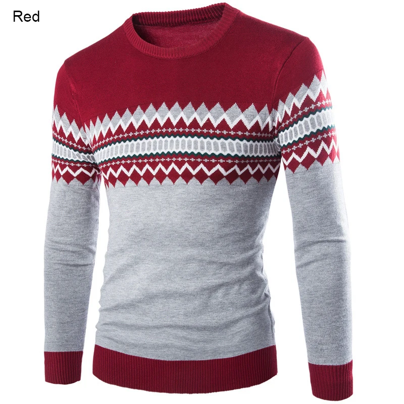 New Fashion O-neck Pullovers Men Autumn Winter Sweater Long Sleeve Patchwork Knitted Pullover vetement homme 2018 | Мужская одежда
