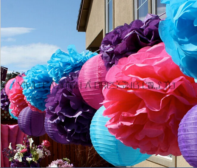 

Mixed Size (20cm,25cm,30cm) Tissue paper pom poms 21pcs artificial flowers balls birthday Wedding decoration kids party supplies