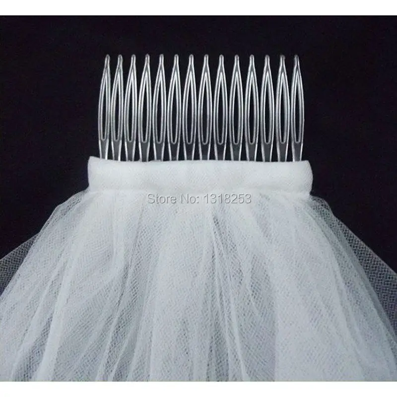 Белая свадебная вуаль цвета слоновой кости фата невесты тюль с расческой край