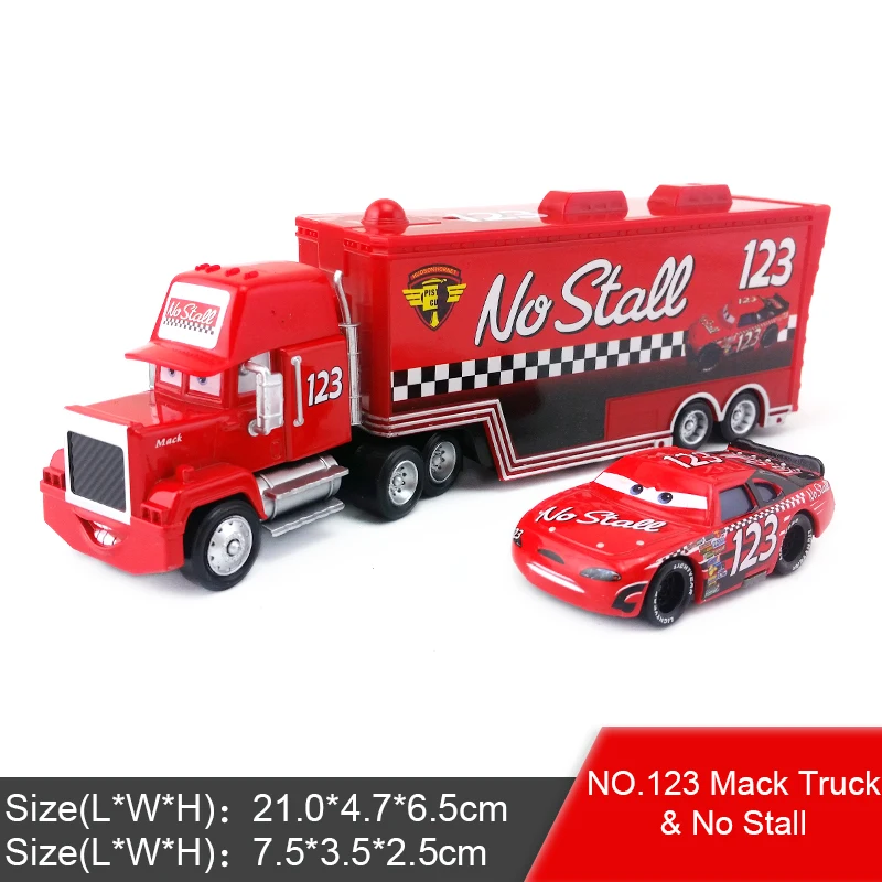 Mack and NO.123 Disney Pixar Cars 2 3 Lightning McQueen Jackson Storm Mack Uncle Truck King 1:55 автомобиль из литого металла игрушка для детей подарок - Цвет: Mack and NO.123