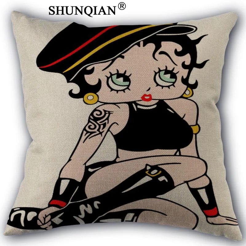 Pillow case Изготовленная на заказ Наволочка Betty Boop из хлопка, изготовление на заказ наволочка под заказ 45x45 см с одной стороны - Цвет: Pillow case