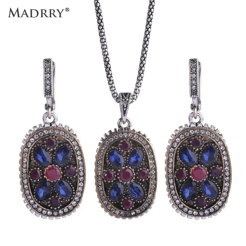 Винтаж Чешского Стиль Смола Овальный Цветок Ювелирные Наборы Ожерелье & Серьги