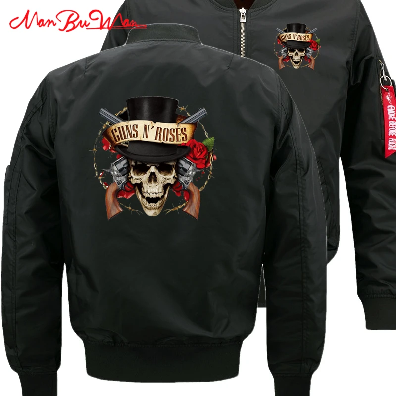 2019 рок музыка пистолеты N Roses бомбер летная куртка зимняя утепленная Теплая