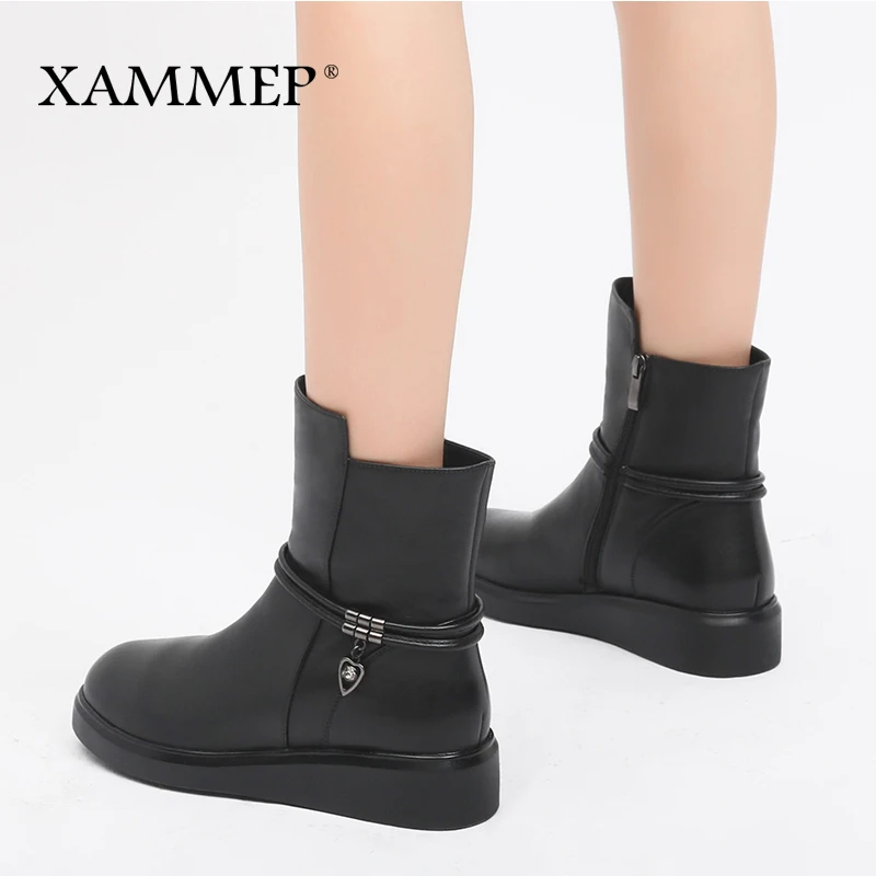 Женские зимние ботинки Xammep из натуральной кожи сапоги до середины икры на