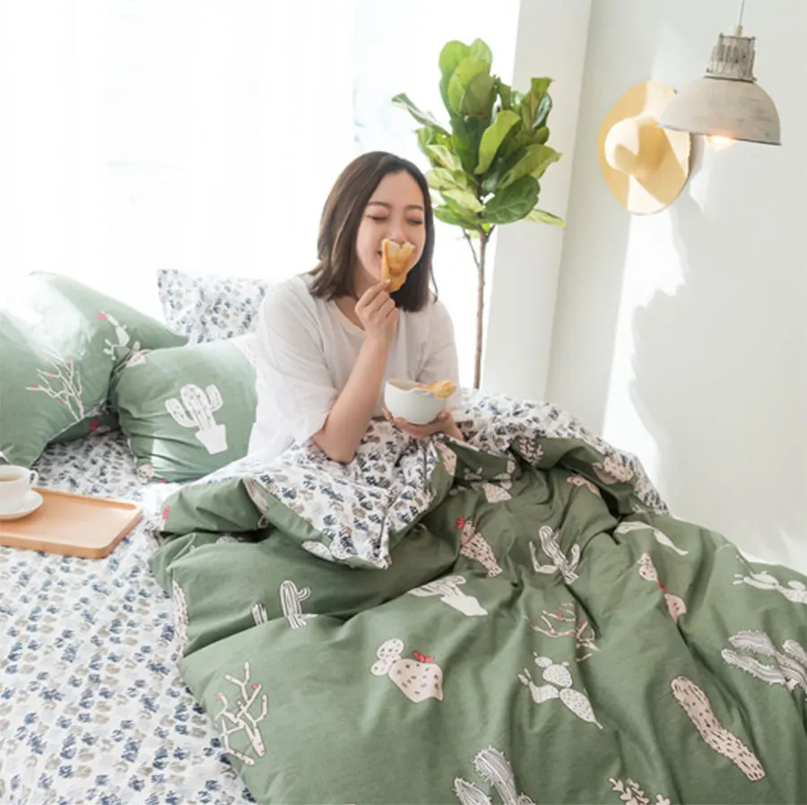 Комплект постельного белья с изображением кактуса из хлопка для взрослых