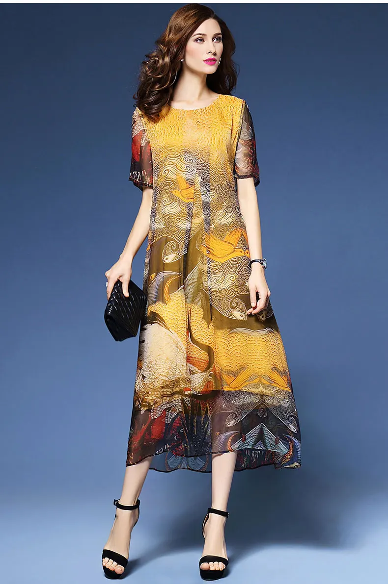Весна Для женщин Этническая Стиль Платье с принтом модные элегантные Винтаж